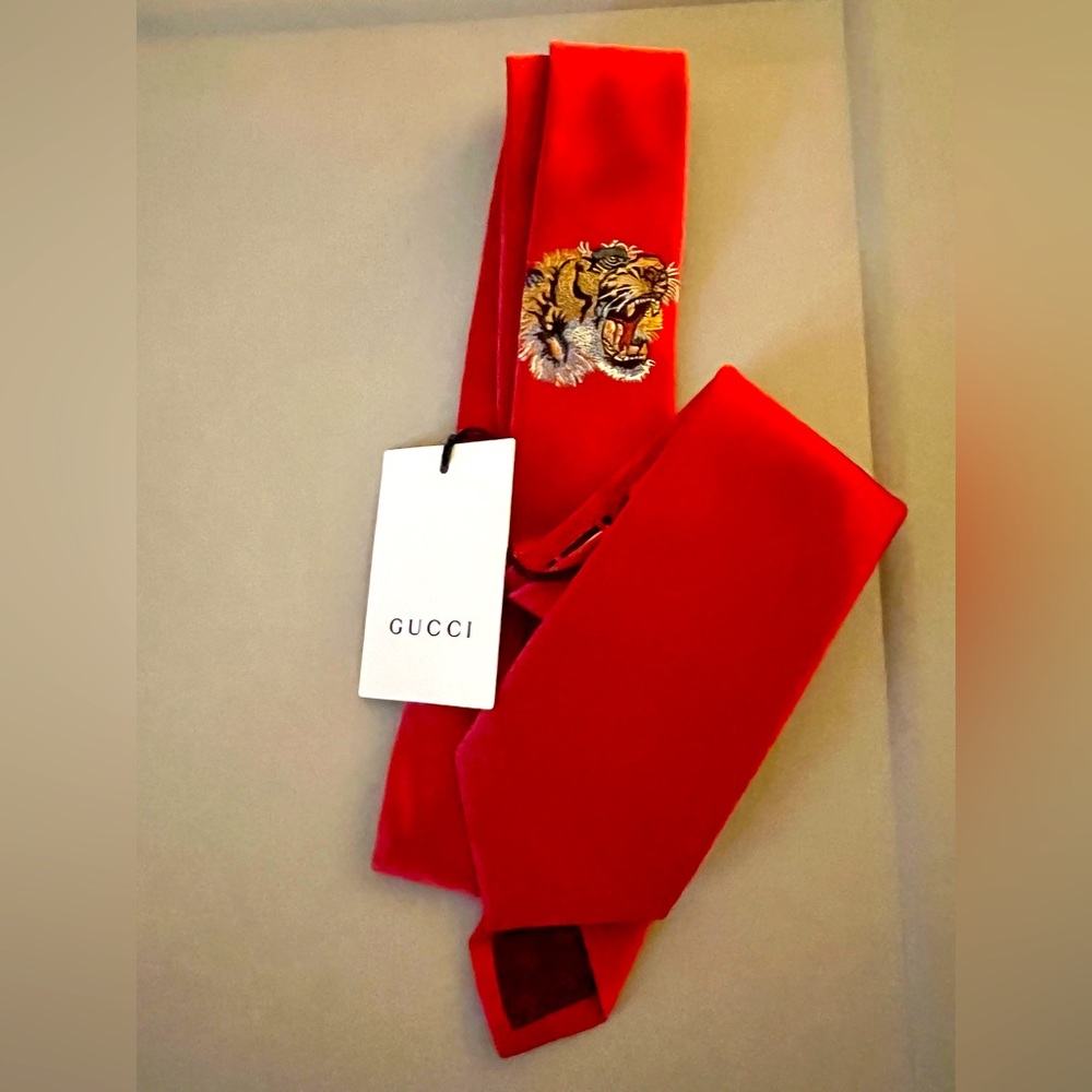 Gucci Red Tiger Tie